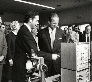 Image: Duke of Edinburgh Prize winner Derek Power, with a range of atomic physics teaching apparatus made by Teltron Ltd. - 1971 ©Design Council / University of Brighton Design Archives